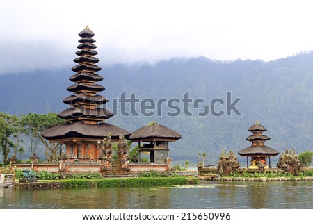 BALI, INDONESIA - FEBRUARY 26, 2013 Pura Ulun Danu temple on a lake Beratan. Bali, indonesia