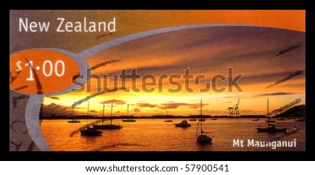 NEW ZEALAND - CIRCA 1998 : canceled New Zealand postage stamp depicting Mt Maunganui sunset, circa 1998