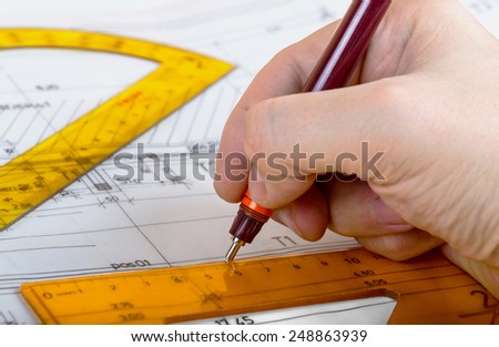 drawing architect blueprints plan