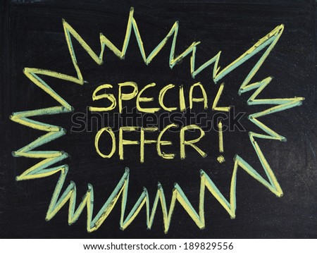 Written special offer on the blackboard
