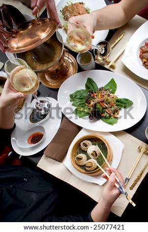 Celebration in asian restaurant