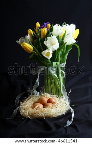 Easter tulips and eggs