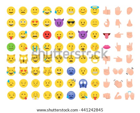Abstract funny flat style emoji emoticon icon set