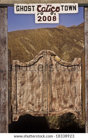 This is a sign for Calico, California, a ghost town and San Bernardino County park.