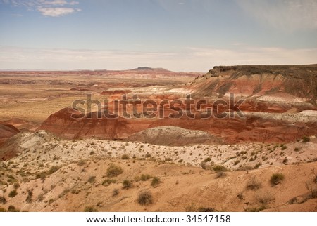 This is a view of the Painted Desert at Whipple Point in the Petrified Forest and Painted Desert National Park in Arizona.