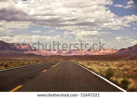 Desert Drive through the Northern Arizona desert West of Page