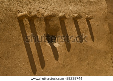 Pueblo Wall details from Taos Pueblo in New Mexico- the oldest city in the United States