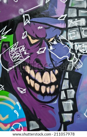 Paris - France - 28 th May 2013 -urban art - monster face