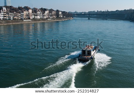 BASEL - Switzerland - 11 February 2015 - boat on the Rhine Basel in switzerland