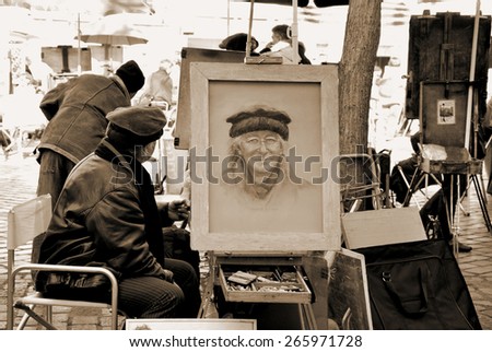 PARIS - France - 8 June 2009 - painter artist in Montmartre quarter