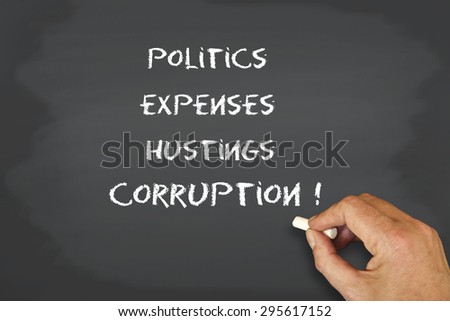 concept writing with chalk on blackboard - corruption of politics