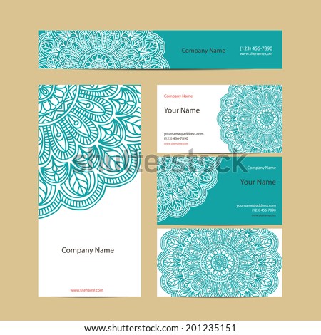 Set retro business card Vector background Card or invitation Vintage decorative elements Hand drawn background Islam Arabic Indian ottoman motifs Set retro business card Vector background Card or invitation Vintage decorative elements Hand drawn background Islam Arabic Indian ottoman motifs