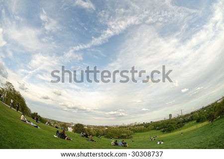 Skyline from Primrose Hill, Regents Park London England UK