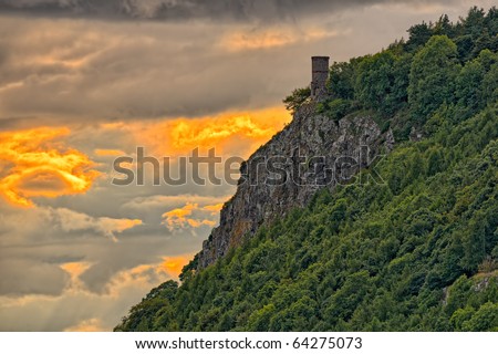 Kinnoull Tower, near Perth , Perth and Kinross, Scotland, Europe, at sunset.