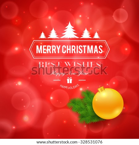 Merry Christmas Greetings Logo On Red Background. Chrictmas Design Made