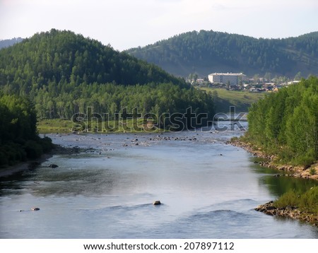 The city on the river Yenisei. Landscape nature.