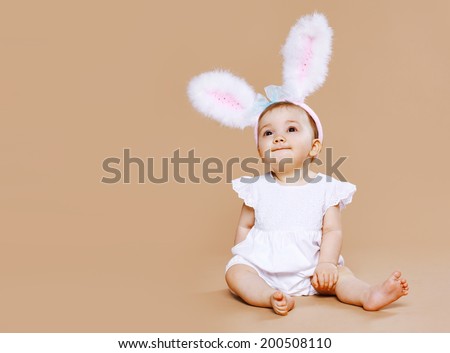 Sweet cute baby in costume easter bunny Sweet cute baby in costume easter bunny