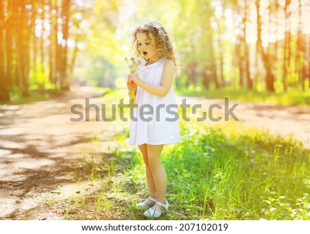 Child walk in the park, summer mood