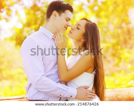 Portrait sensual sweet couple kissing summer, date, love, relationships - concept