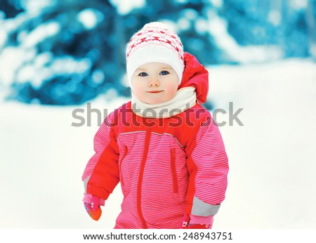 Portrait of a sweet baby in the winter