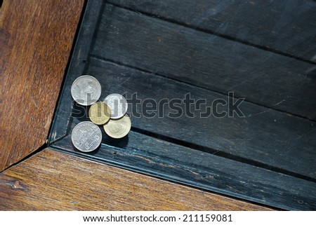Thai copper coins on old table