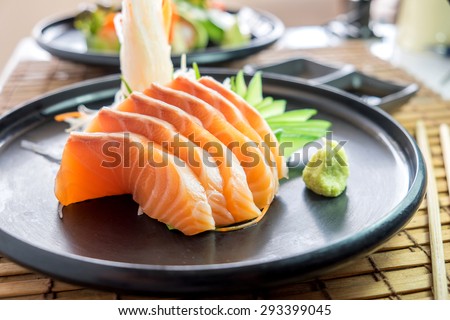 Salmon Sashi ,Sushi Japanese tradition food.