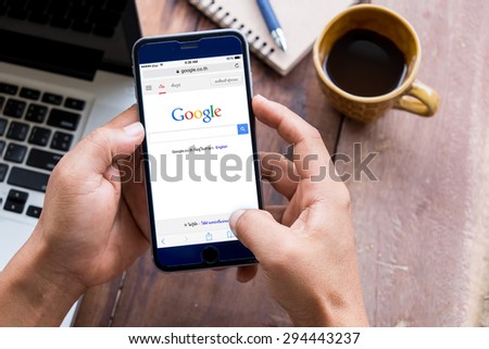 CHIANG MAI,THAILAND - JULY  08,2015:Google is an American multinational corporation specializing in Internet-related services and products. Most of its profits are derived from AdWords.