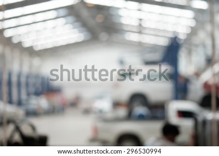 Blurred background the car in garage