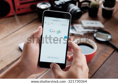 CHIANG MAI,THAILAND - SEP 29,2015:Google is an American multinational corporation specializing in Internet-related services and products. Most of its profits are derived from AdWords.