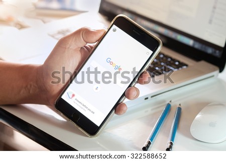 CHIANG MAI,THAILAND -  OCT 01,2015:Google is an American multinational corporation specializing in Internet-related services and products. Most of its profits are derived from AdWords.