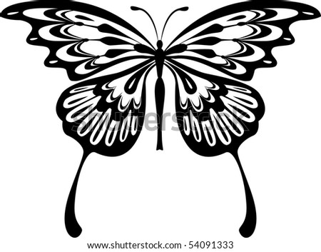 Black And White Butterfly Stock Vector Illustration 54091333 : Shutterstock