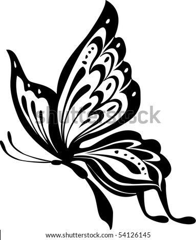 Black And White Butterfly Clipart. stock vector : Black and white