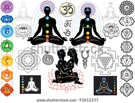 stock vector: Chakras y símbolos esotéricos