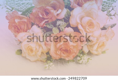 Sweet flowers in vintage color style on mulberry paper texture