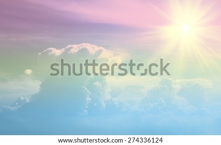 sun beam and sky-clouds background,pastel style