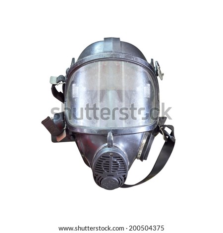 Oxygen mask , Gas mask , Firefighters mask of Firefighters in Thailand. Been through the use and very old Isolated on white background