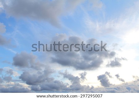 Natural background of blue sky and many clouds