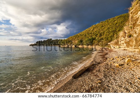 Corfu seashore landscape in the morning