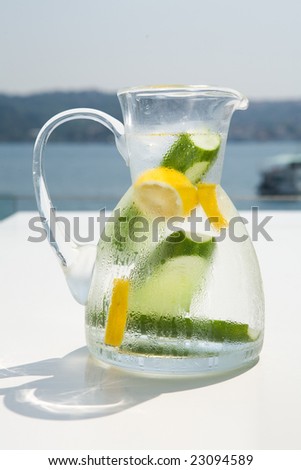 refreshing water with lemon and cucumber