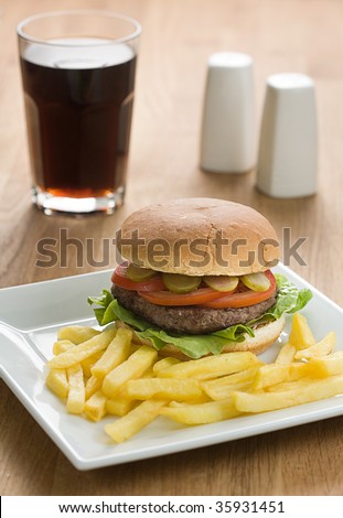 hamburger and coke