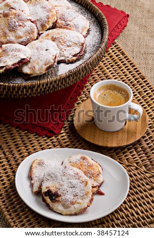 homemade pastry with marmalade with a cup of espresso