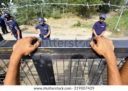 SERBIA-September 2015: Hungary closed its border with Serbia after the entry into force of the law for anyone who tries to illegally yarn. Migrants in the \