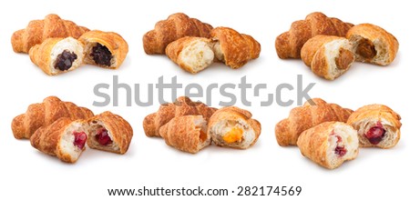 collection croissants on a white background