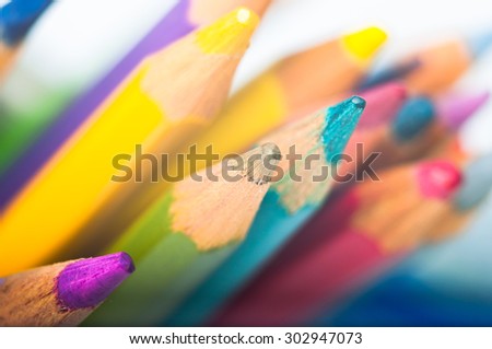 Background of colored pencils, graphite pencils