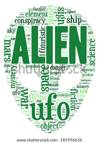 Alien word cloud concept isolated