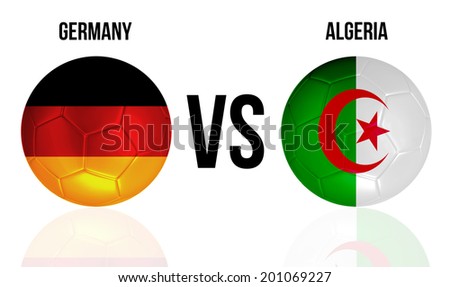 Germany VS Algeria soccer ball concept isolated on white background
