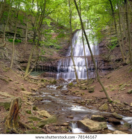 HDR image of Sherman Falls in Hamilton, Ontario, Canada in the springtime