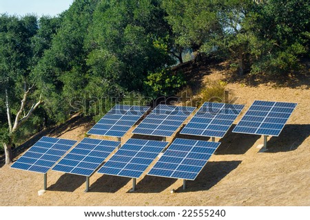 Photovoltaic panels used to power a rural home.