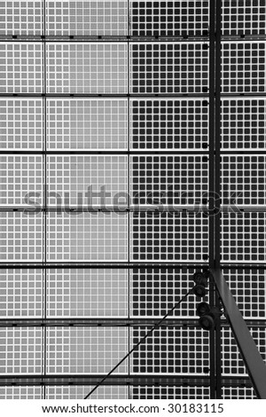 Metal ceiling grid of a modern building