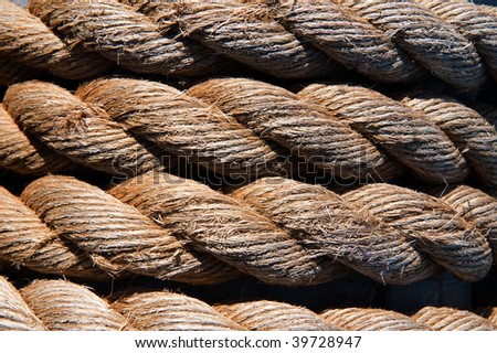 Closeup of the coils of a nautical rope